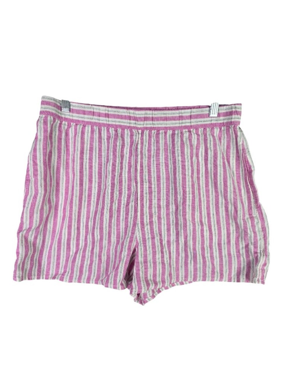 Womens Universal Thread Pink & White Striped Linen Blend Pull On Shorts M